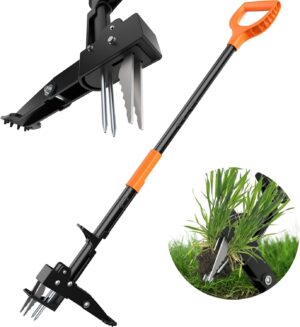 4-Claw Weed Puller Tool, 42" Stnd Up Gardening Hand Weeding Tool,
