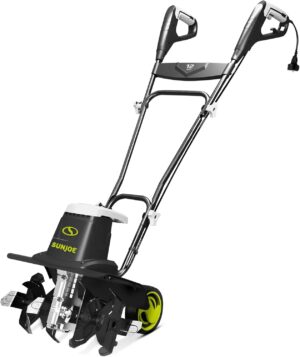 Sun Joe Electric Garden Tiller Cultivator, Steel Tines, 12 Amp, 16 Inch, Black