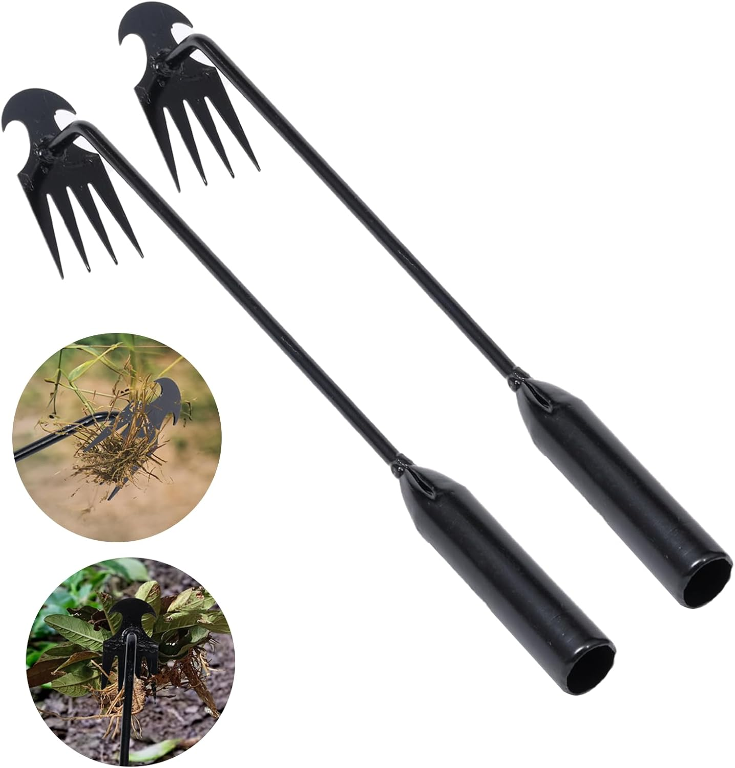 Portable Garden Weed Puller – 4-Tooth Steel Hand Tool