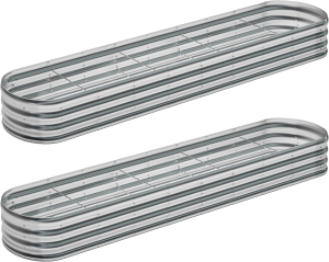 2PCS Galvanized Raised Garden Beds – 12x2x1FT Oval Metal Planters for Vegetables & Herbs
