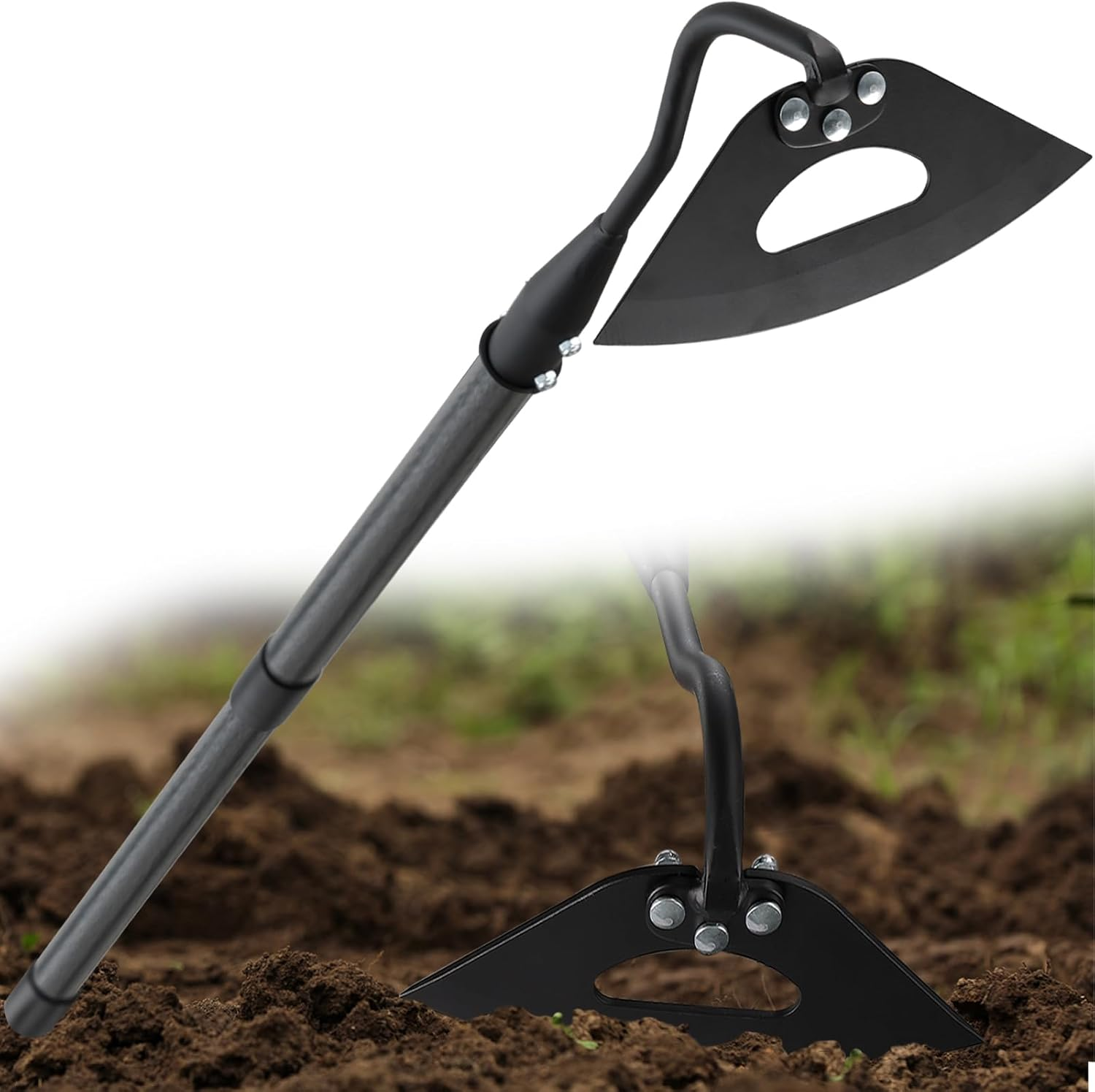 Hollow Garden Hoe – Heavy Duty Triangle Weed Hoes for Gardening,55″ Adjustable Long Handle, Sharp Blade Hand Weeding Tool for Vegetable Gardens, Flower Beds, Lawn Edges & Tight Spaces
