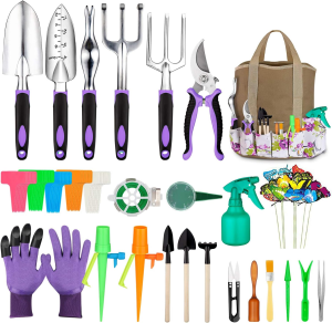 Garden Tools Set 83 Piece, Succulent Tools Set Included, Heavy Duty Aluminum Gardening Tools for Gardening, Non-Slip Ergonomic Handle, Durable Storage Tote Bag, Gifts for Men Women