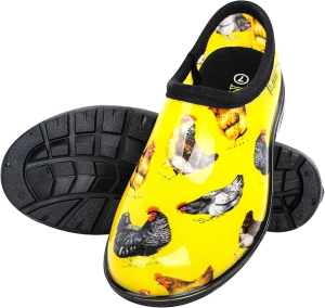 Flat Garden Shoes for Women Waterproof Slip-On Womens Rubber Rain Shoes Gardening Clogs with Comfort Insole