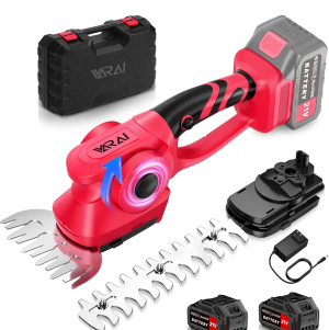 Hedge Trimmer Cordless, 2 in 1 Cordless Hedge Trimmer with 2600mAh Battery*2, High Power and Large Capacity Hedge Shears for Gardens, Patios and Lawns Charger Included